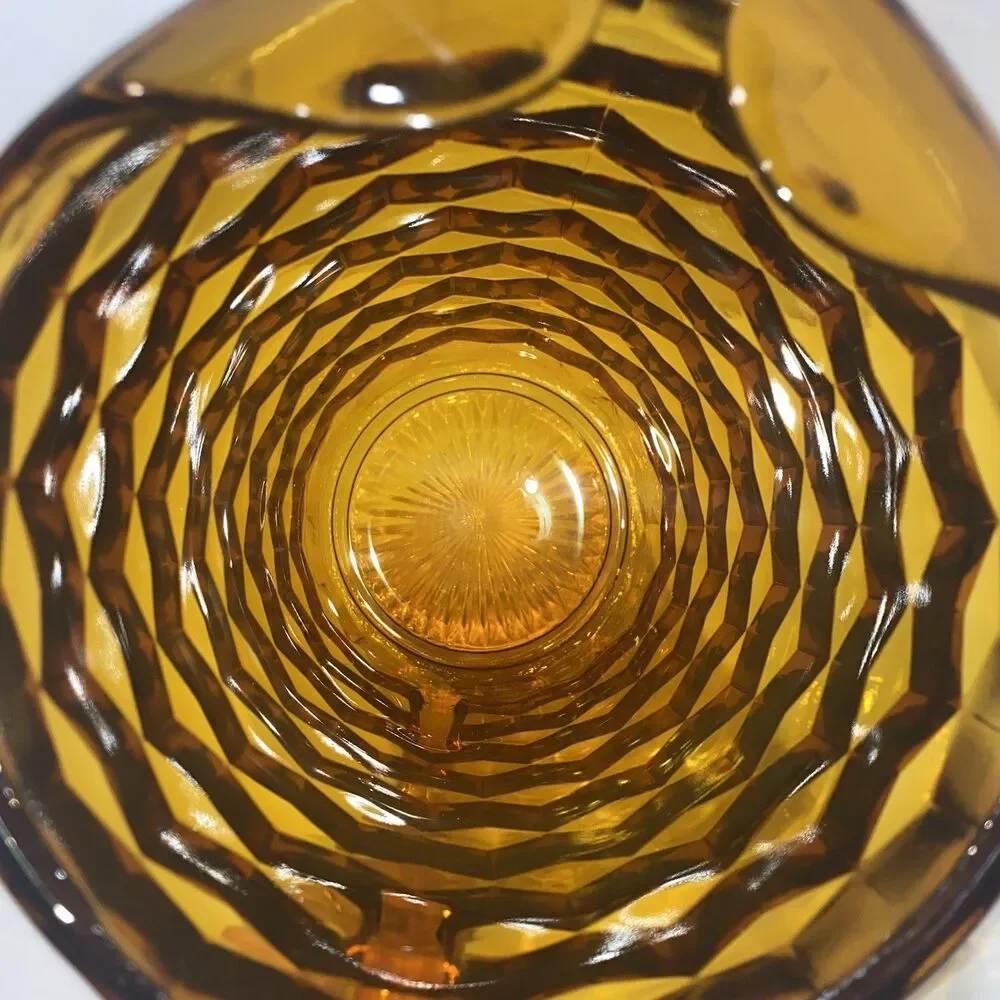 Indiana Glass Whitehall Amber Pitcher Cubist Pattern 8